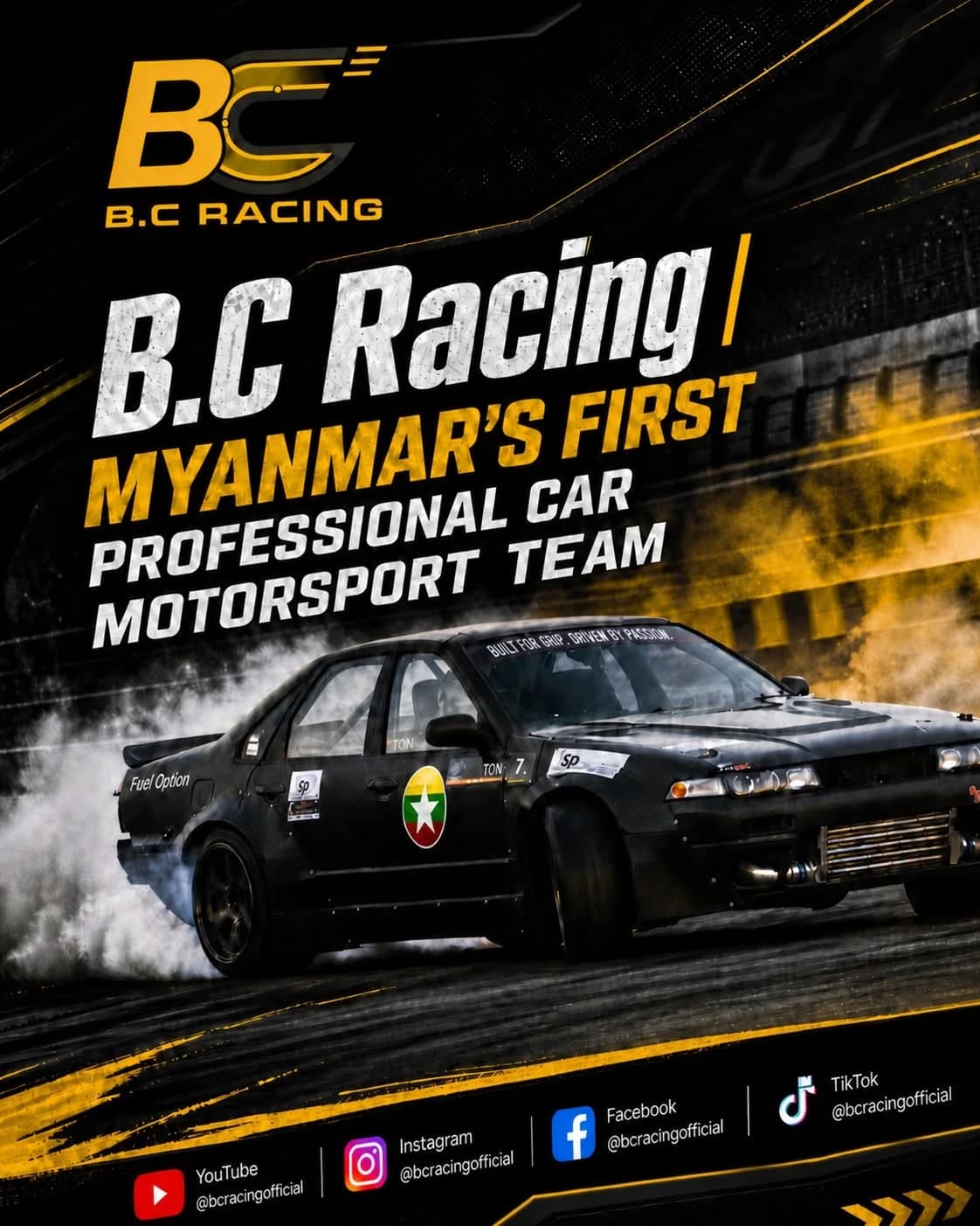 B.C Racing motorsport brand campaign visual