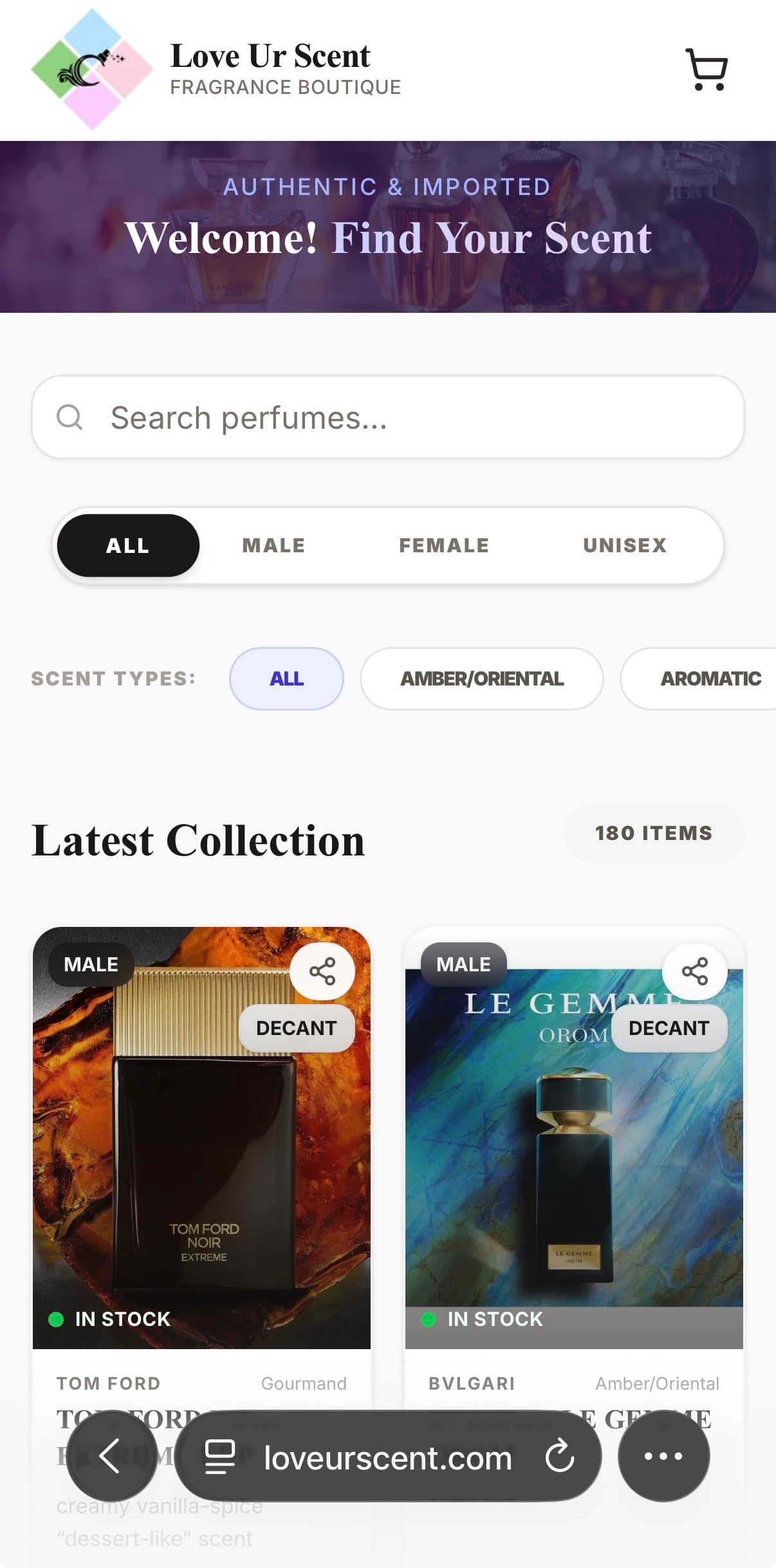 Love Ur Scent Telegram Mini App and website by WOWDIA